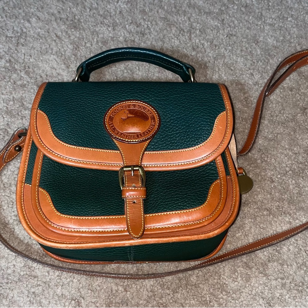 vintage Dooney & Bourke All-Weather Leather square carrier crossbody bag